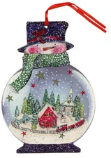 Snowman Snowglobe Glitter Keepsake Ornament - LPG Box of 12 Christmas Cards