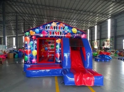 18 Fuß kommerziell aufblasbar Party Time Bounce House Hüpfburg mit Rutsche