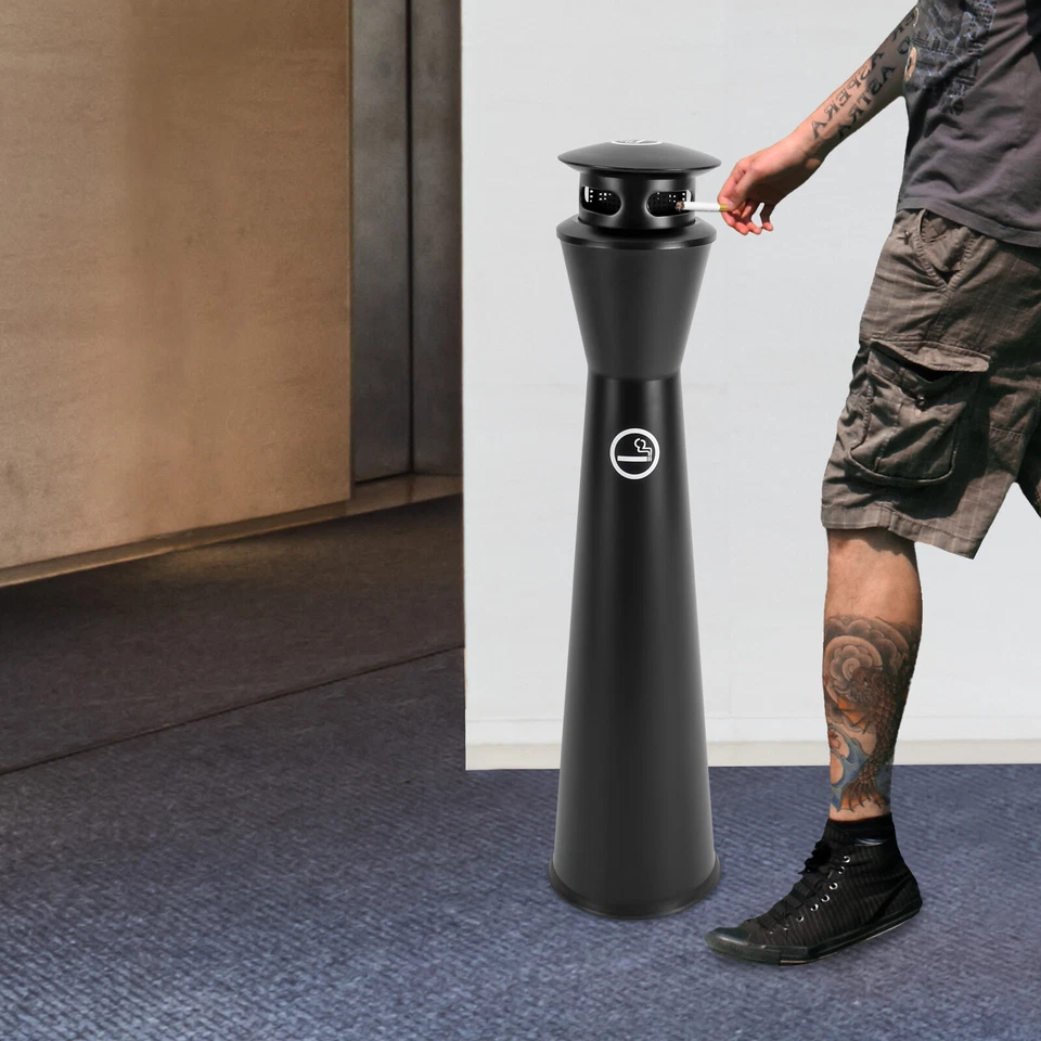 Cenicero de pie de cubo de basura de acero inoxidable con barril interior Foto 3 de 4