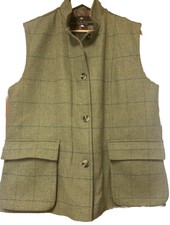 Beaver Of Bolton Ladies Pure Wool Check Tweed Gilet / Body Warmer Size 16 Bnwot