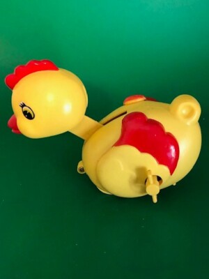 Vintage Wind Up Toy Easter Chick Duck Bobs Heads and Moves Around