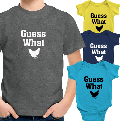 Toddler Kids Tee Youth T-Shirt Baby Bodysuit Funny Pet gift Guess What Chicken - Picture 1 of 30