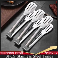 3X Heavy Duty Stainless Steel Tongs Kitchen Clip Kitchen Food Holder Cooking BBQ