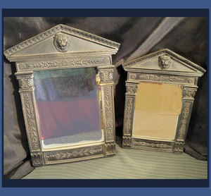 一对壁挂镜子16 13 狮子图案bas 救济古董看起来 树脂 Ebay