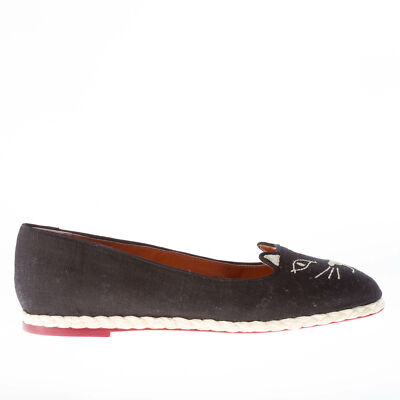 CHARLOTTE OLYMPIA Damen Schuhe Ballerina Slipper Capri Cats Espadrilles schwarz