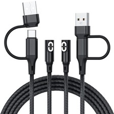 Durable 2in1 Charging Cable for Shokz Headphones - USB-C and USB-A Port Options