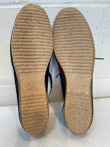 Sz 8 NOS Vtg Grasshoppers Shoe Navy BLUE Velvet Velour Sneaker 3-Stripe Red Tan - Picture 11 of 12