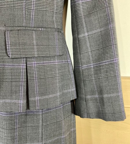 Hobbs Checked Wool Skirt & Jacket Suit Midi Grey Uk 8 VGC - Picture 5 of 24