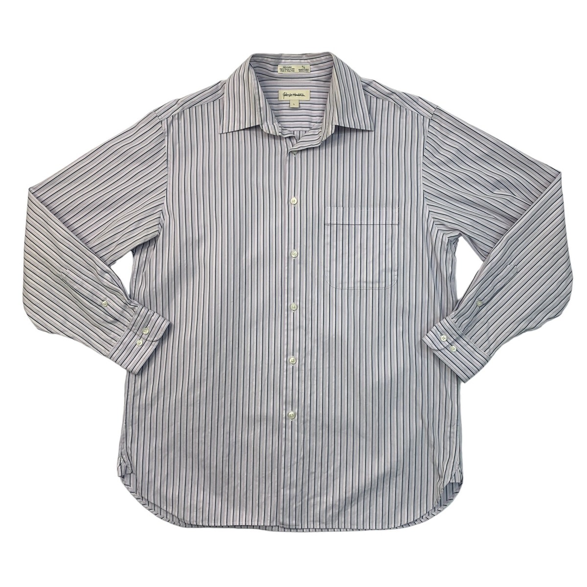 Vintage Nordstrom Dress Shirt Mens L Large Striped Cotton Wrinkle Free Non  Iron | eBay