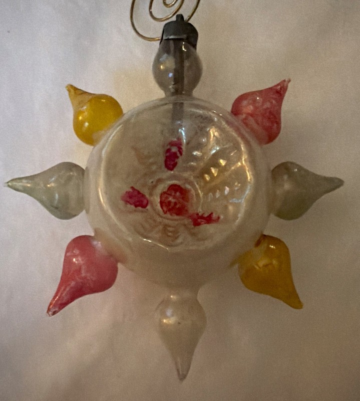 Antique Glass Star Christmas Ornament Double Indent German Good Condition