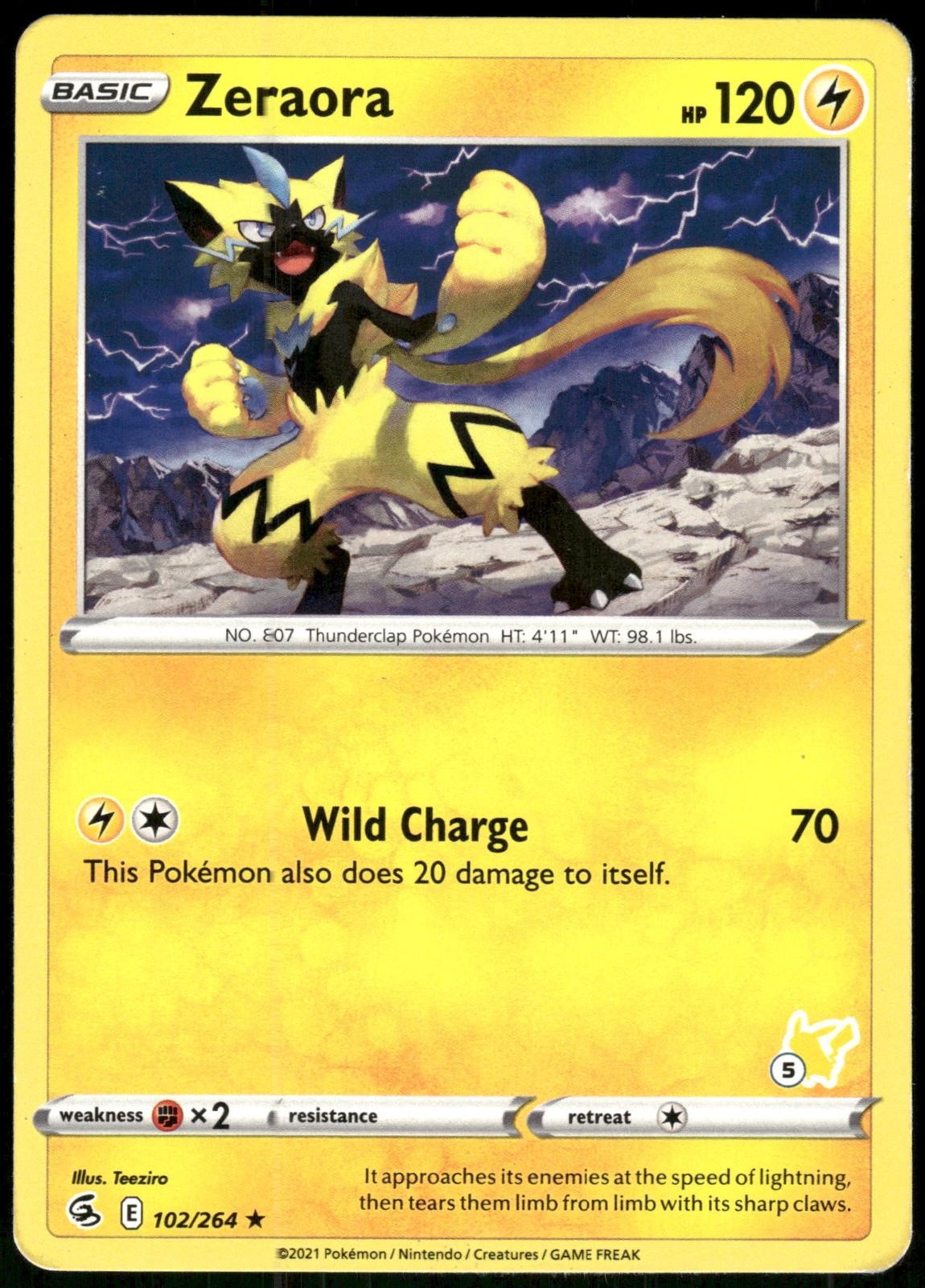 Zeraora 102/264 Fusion Strike Pokemon Card 2021 Lightly Played