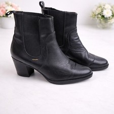 Wrangler Black Leather Chelsea Ankle Boots Block Heel Women’s UK 7 EU 41