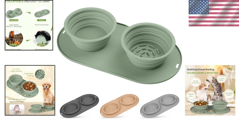 Cuenco plegable ecológico para perros para una alimentación lenta saludable - perfecto para viajar Foto 2 de 4