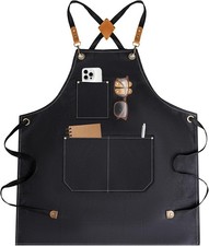Heavy duty cotton canvas waterproof chef apron cross back pockets men women