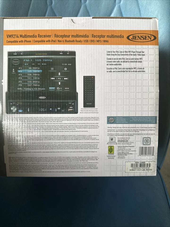 Jensen VM 9214 2-DIN In-Dash LCD Touchscreen DVD/CD/MP3 Receiver New Old School - Image 3 of 4