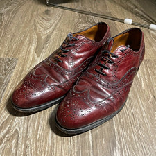 EDWARD GREEN Burgundy Brogue Leather Wingtip Oxford Shoes Size UK 9 || US 9.5