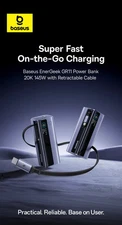 Baseus EnerGeek GR11 Power Bank 20000mAh 145W Built-In 100W Retractable Type C