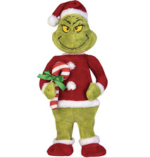 12" Animated The Grinch Dancing Musical Christmas w/ Candy Cane Plush