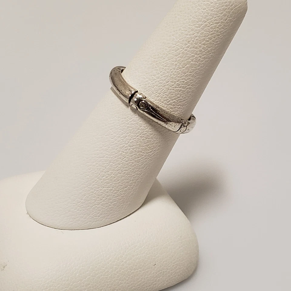 Anillo John Hardy Plata Esterlina "Este Chapado 3 Bamboo" Bambú 3.3mm Banda Talla 7 Foto 3 de 4