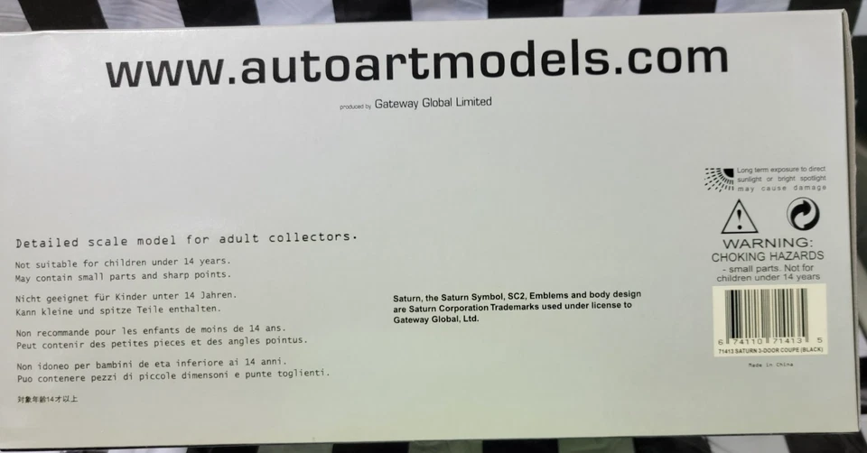 2001 AUTOart Saturn 3 door Coupe - Black 1:18 71413 - Image 3 of 3