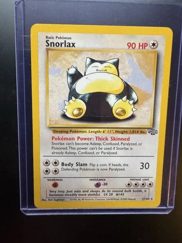 Pokémon TCG Snorlax Jungle 27/64 1st Edition 90 HP Basic Rare Regular Card