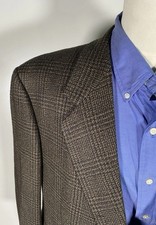 Vintage Hickey Freeman 46R Olive Burgundy Blue Tweed Sport Coat Jacket Blazer