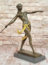 ART DECO BRONZO NUDO DIANA DEA DELLA CACCIA DA LANGER SCULTURA SPADA VENDITA