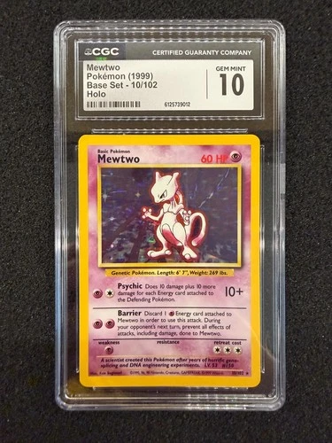 1999 Pokemon Base Set Mewtwo Holo #10 PSA CGC 10 Gem Mint, Clean/Centered
