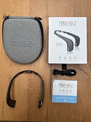 Muse 2 Brain Sensing Stirnband Meditation Tracker Bluetooth grau und Hülle
