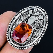 Superb Citrine Gemstone Handmade 925 Sterling Silver Jewelry Ring Size Adj