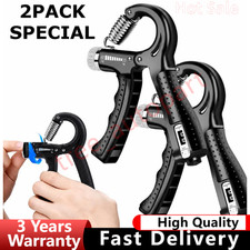 2 Hand Grip Strengthener Power Trainer Gripper Strength Adjustable Gym Exerciser