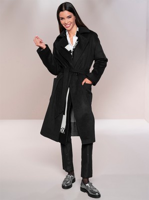 Mantel schwarz 38 Heine Damen Mantel mit Wollanteil Reverskragen 3.440