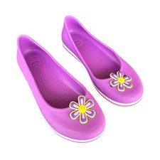 Crocs Little Girls CrocBand Ballet Flats With Flower Charm Size J3 Purple Shoes
