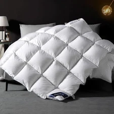 $259 OceanSleep 100% Organic Cotton 80 Goose Down / 20 Feather Duvet White Queen
