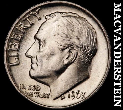 1963 Silver Roosevelt Dime- Lustrous Choice Gem Brilliant Uncirculated  #i6204