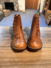 Antique Late 1800s / Early 1900s Children's Tan Leather Button Boots