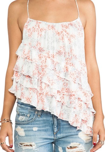 FREE PEOPLE Flutter By Asymmetrical Ruffle Floral Tank in Festival M Boho Beach