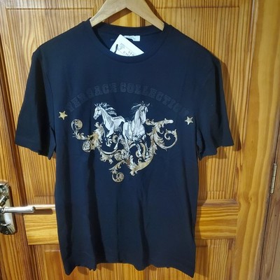 VERSACE COLLECTION T-Shirt neu mit Etikett Herren Pferde Barock Logo Rundhals schwarz Größe M