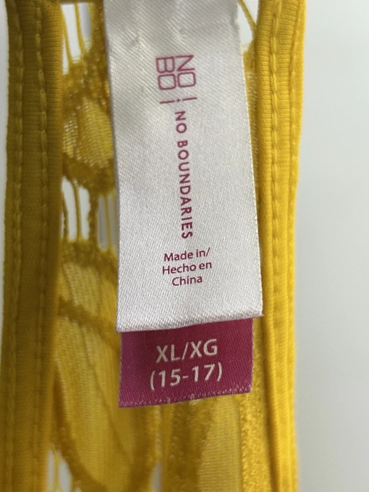 No Boundaries Yellow Lace Cami Scallop Lined Floral Tank Top, Sz XL. (15-17) 4A - Image 3 of 4