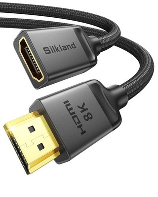 Silkland 8K HDMI Extension Cable 3.3FT/1M HDMI Extender 2.1, 8K@60hz 4K@120hz HD