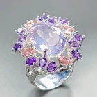 Jewelry 12 ct Natural Lavender Quartz Ring 925 Sterling Silver Size 7.5 /R469199