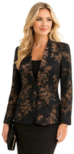 Rafaella Blazer Women Black Bronze Floral Stretch Cocktail Jacket/Formal/Busin M