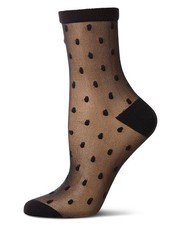 MeMoi Women's Sheer-All-Over Polka Dot Ankle Sock Cameo Rose 9-11,