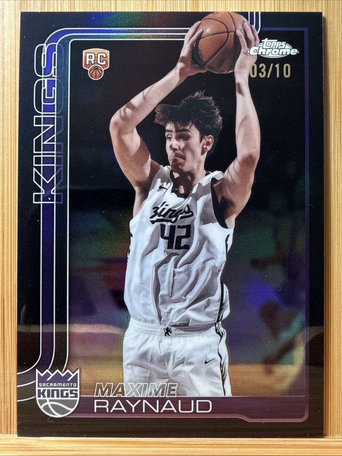 Maxime Raynaud (RC) 2025 Topps Chrome - True Black Refractor /10 - Kings #293
