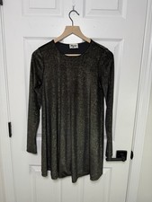 Show Me Your Mumu Tyler Tunic Dress Velvet Black And Gold Glam Size Small