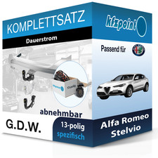 Für Alfa Romeo Stelvio 04.17- G.D.W. Anhängerkupplung abnehmbar + 13polig E-Satz