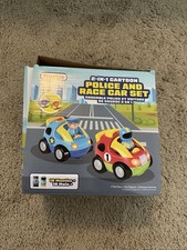 2 Pack Cartoon Remote Control Cars for Toddlers - Police Car and Race Car with S