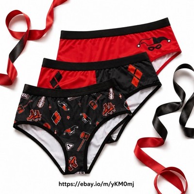 Women s Teens DC Harley Quinn Triangle Panties Elastic Waist Y2K 3pk X-Large XL