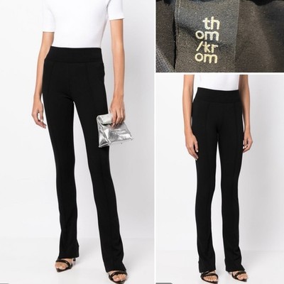 THOM/KROM Germany Black Stretch Cotton, Wide Waistband, Exposed Seam Pants S