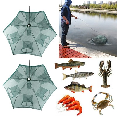 Fishing Bait Trap 6 Holes Crab Net Crawdad Shrimp Fish Minnow Foldable Dip Cage